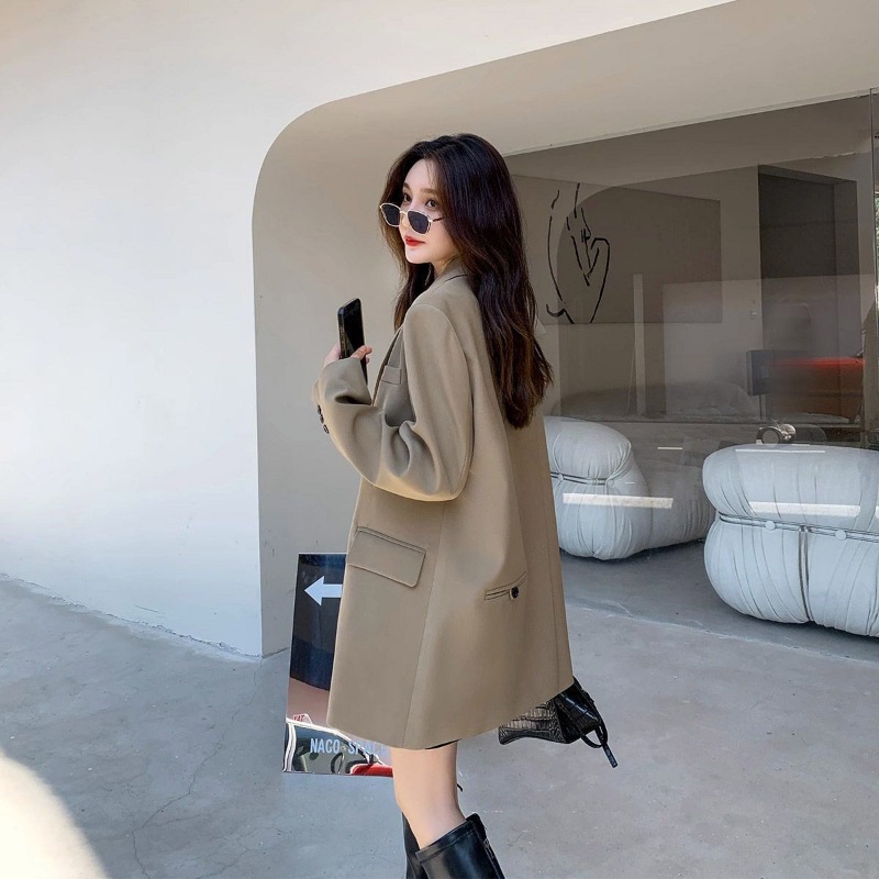 Streetwear Brand Clothing - Marka siyah Blazer kadın ceket bahar