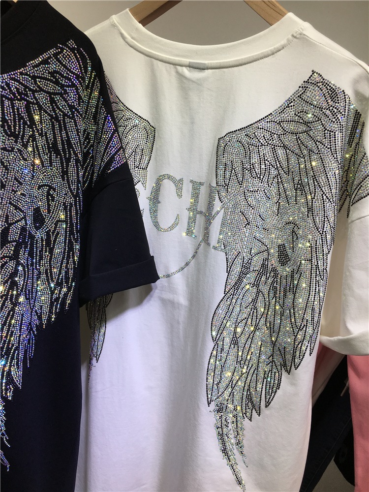 L-4XL boy Rhinestone melek kan - Streetwear Brand Clothing incelemesi ve fiyatı