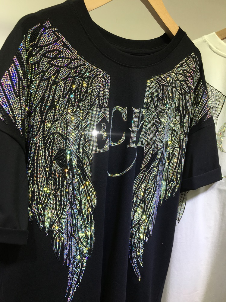 L-4XL boy Rhinestone melek kan - Streetwear Brand Clothing incelemesi ve fiyatı