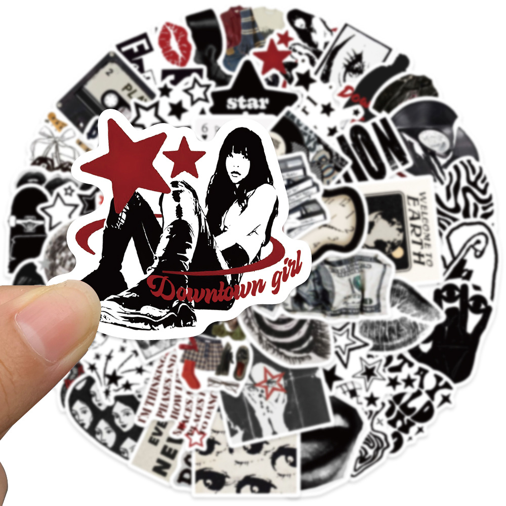 10/50 adet 90s 00s Retro Siyah - Streetwear Brand Stickers incelemesi ve fiyatı